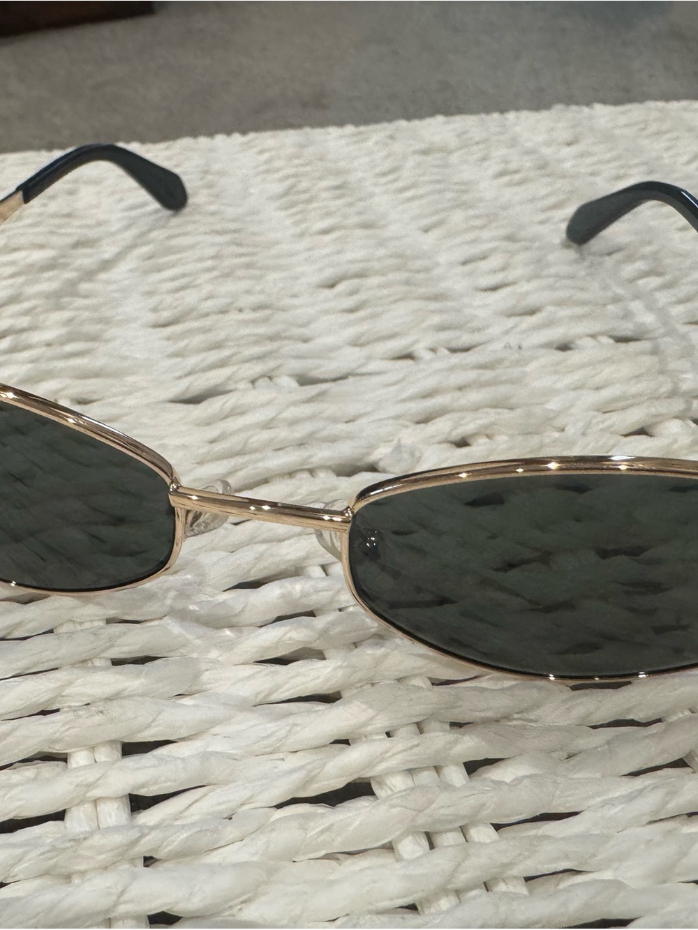 Gold Frame Black Lens Oval Women's Sunglasses